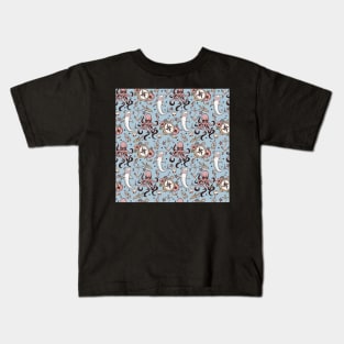 Blue Sea Creature Pattern Kids T-Shirt